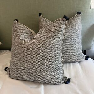 Custom pillows - blue diamond print with tassels